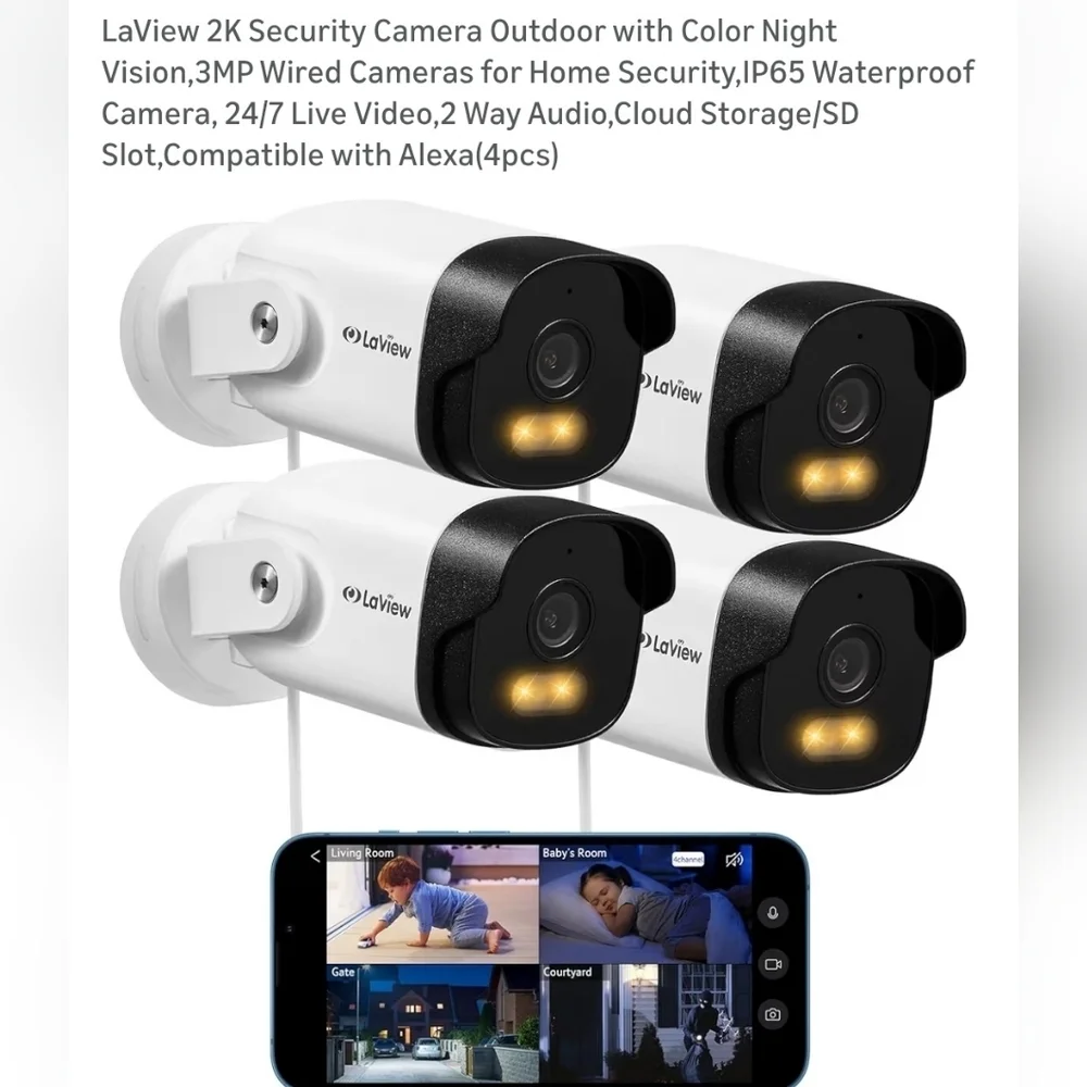 Outdoor Security Cameras 2k - 4 Pack Brand New In Box